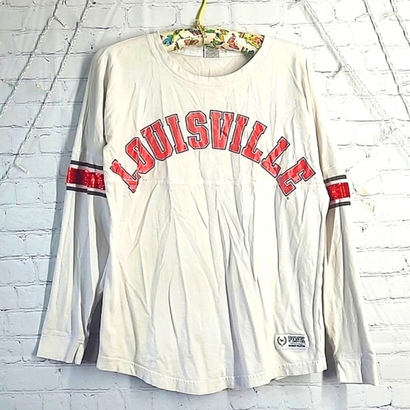 PINK Victoria's Secret Tops - 2015 Victoria's Secret PINK Sequins Louisville Cardinals Cards Long Sleeve Sz S
